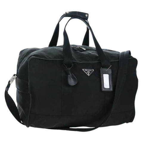 PRADA 波士頓包 尼龍 2way 黑色 銀色 正品 199801A