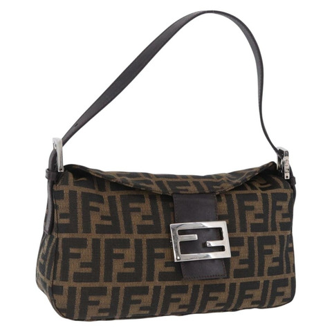 FENDI Zucca帆布Mamma Baguette單肩包 棕色/黑色 正品 204131V