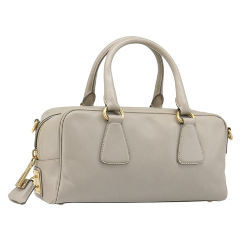 PRADA 手提包 Saffiano 皮革 灰色 金色 正品 204120V