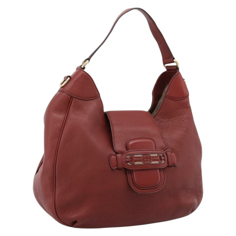 GUCCI 皮革雙肩包 紅色金色 296851 正品 204829A