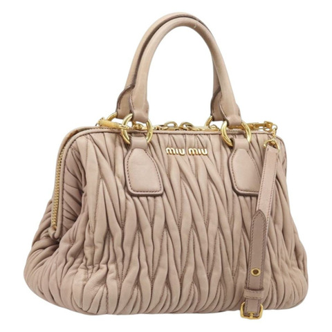 Miu Miu Matelasse 手提包 皮革 兩用 米色 金色色調 正品 167614M