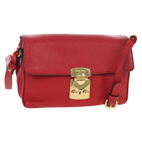 Miu Miu 紅色金色皮革肩背包 正品 bs36964V