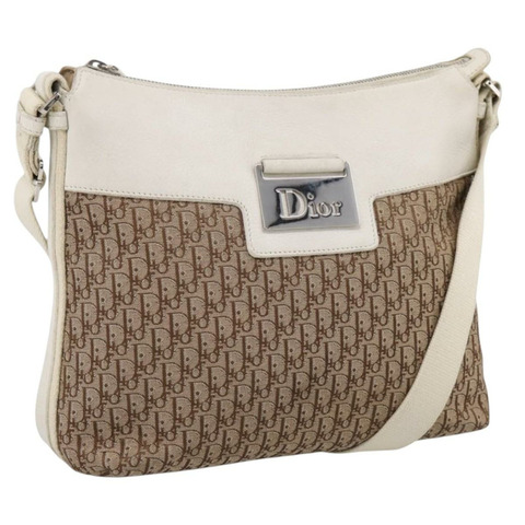 Christian Dior Trotter帆布肩背包 米色 銀色 正品 ka6062A