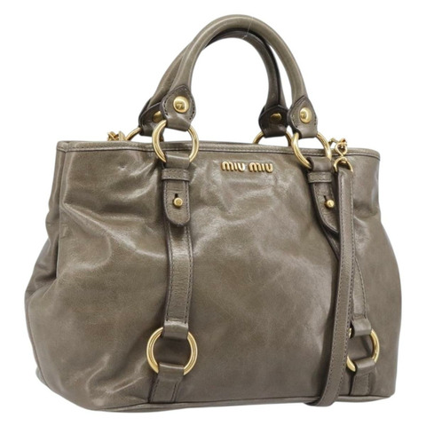 Miu Miu Vitellolux 兩用手袋 棕色金色 正品 LN167V