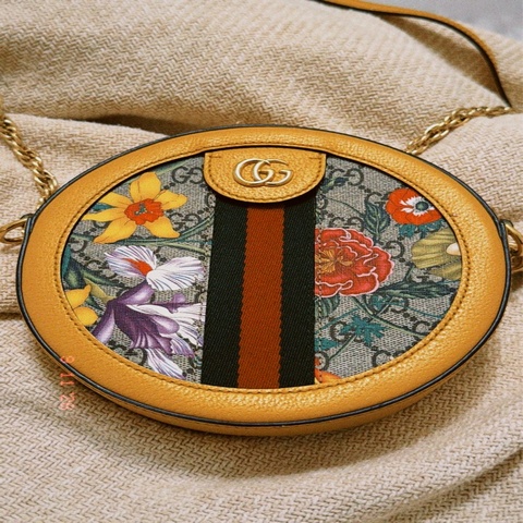 Gucci  Ophidia 經典花卉印花圓形單肩包
