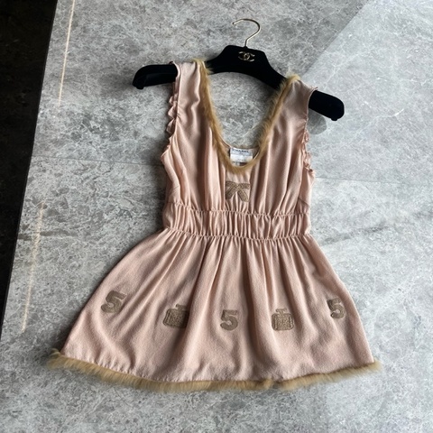 Chanel 03A雪纺真丝毛毛领上衣fr36~~