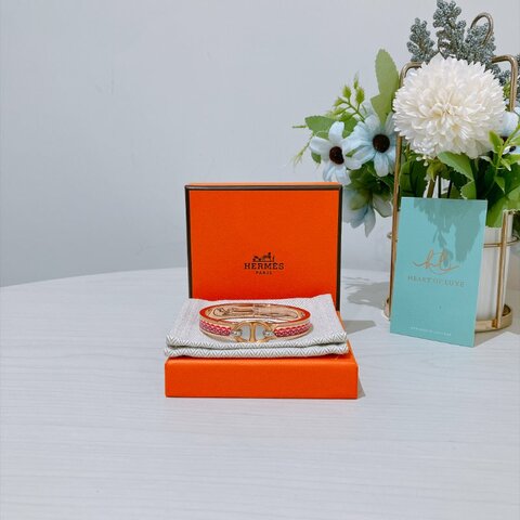 TK2147	Hermes 愛馬仕迷你豬鼻手環 Mini Clic Chaine D'Ancre Farandole Bracelet PM Size Red x RGHW