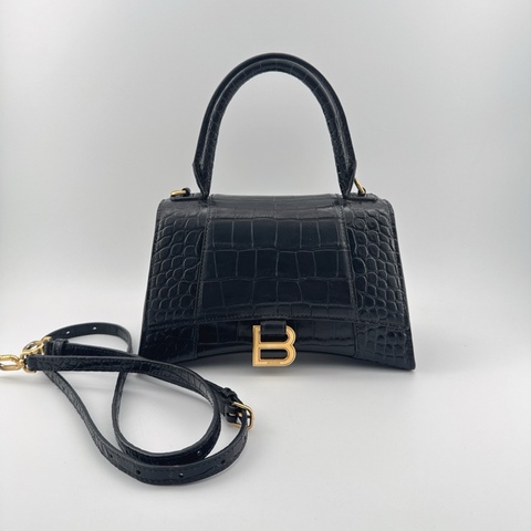Balenciaga 巴黎世家 黑金鰐壓沙漏包 小號 尺寸：23x10x13.5