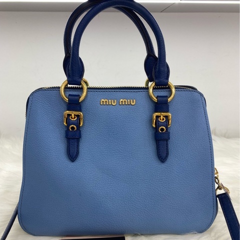 miumiu 全皮款  藍色 手提包 斜挎包