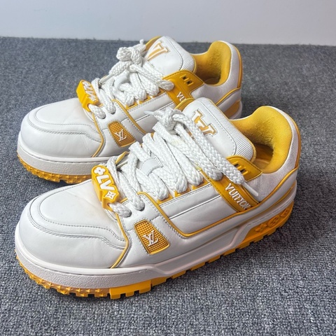 Louis Vuitton 路易威登 LV 白黃色 小胖丁 Maxi Trainer 休閒板鞋 42碼
