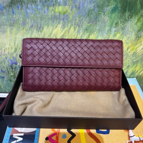 葆蝶家 Bottega Veneta BV紅棕色錢包