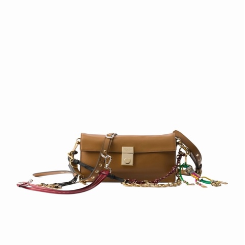 Prada 女士 Soft Sound 帶飾物小號皮革單肩包均碼碼24cm*6cm*13.5cm