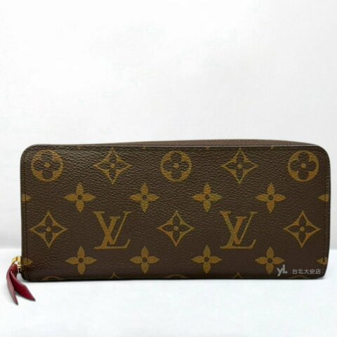 A13517-LV Clemence老花/紫紅色內裡窄版拉鍊長夾/M60742