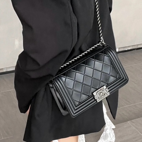 💎Chanel香奈兒｜黑銀Leboy薩爾茨堡限量款｜中號｜98新