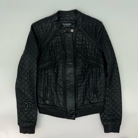 CHANEL 98P/P71532 黑真皮騎士皮衣 #38