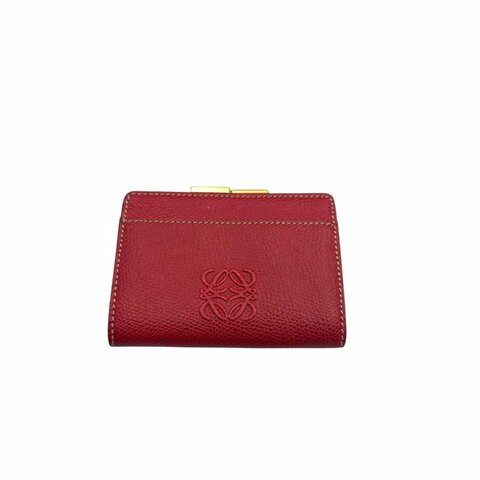 【美收精品】LOEWE 紅色皮革口金零錢包  D-82【隔月月中將轉賣至日本 上架期限30天】