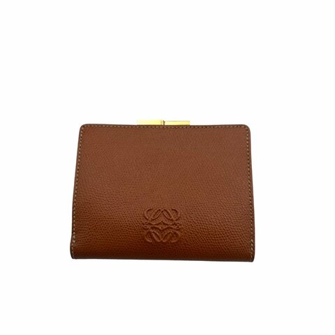【美收精品】LOEWE 棕色皮革短夾  D-83【隔月月中將轉賣至日本 上架期限30天】