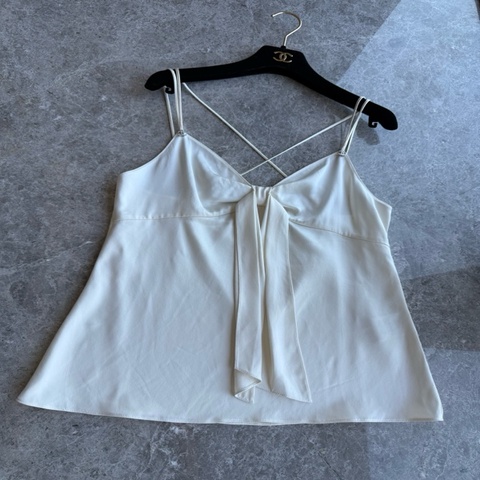 Chanel白色真丝蝴蝶结吊带fr40~~