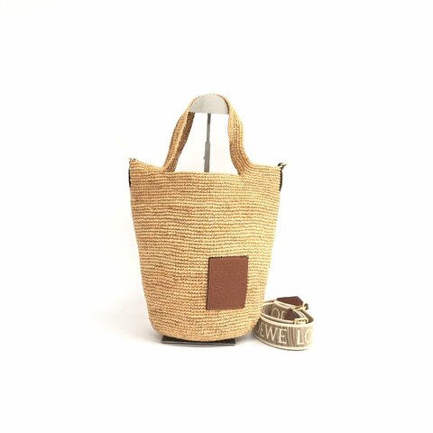 LOEWE 迷你拉菲草牛皮革 Slit 手袋 馬達加斯加 斜背包