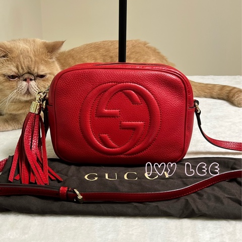 Gucci  308374 經典SOHO系列大LOGO流蘇吊飾肩背包 斜背包 相機包 經典紅 正品 二手精品