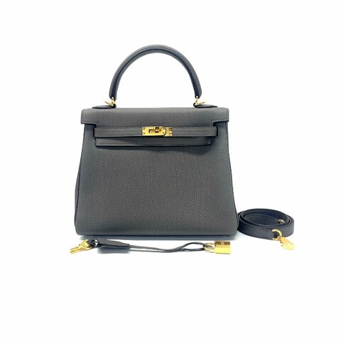 Hermès 錫器灰 Kelly25 K刻 肩背包