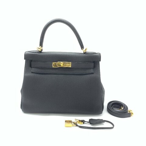 Hermès 黑金 kelly28 X刻 肩背包