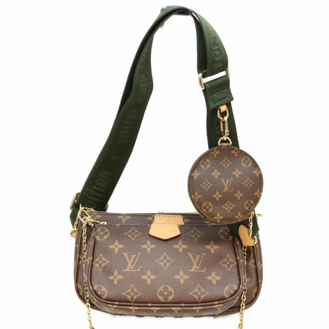 路易威登 M44813 Monogram 卡其色 Multipochette Accessoires 單肩包，棕色金色五金配件，女士款