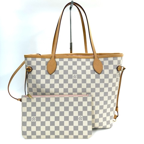 LOUIS VUITTON 路易威登  白棋盤格NEVERFULL MM ROSE BALLERINE (NEW VER) RFID N41605