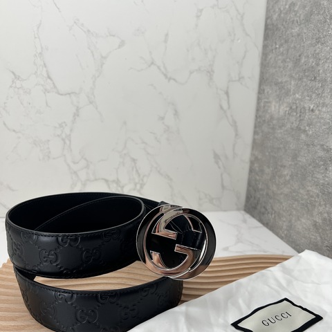 香緹國際精品 GUCCI 雙G 黑壓紋 皮帶 1330