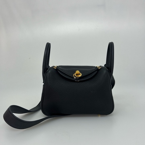 HERMES K刻 黑金LINDY MINI包 二代