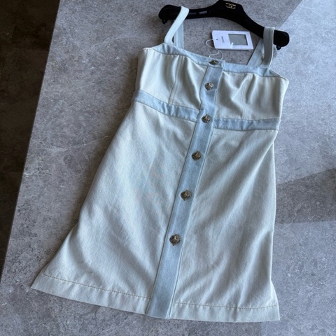 Chanel希腊系列牛仔吊带连衣裙fr40~~