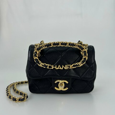 CHANEL 黑羊皮天使光環方胖 晶片款