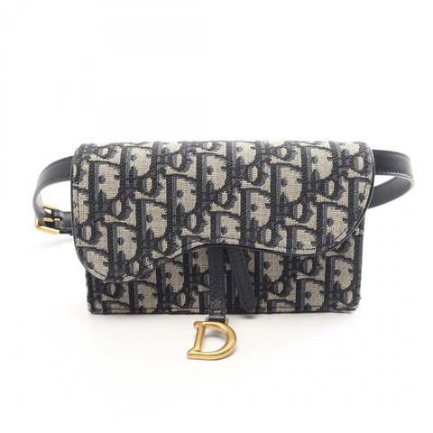 Christian Dior Oblique 馬鞍腰包，帆布皮革材質，海軍藍二手