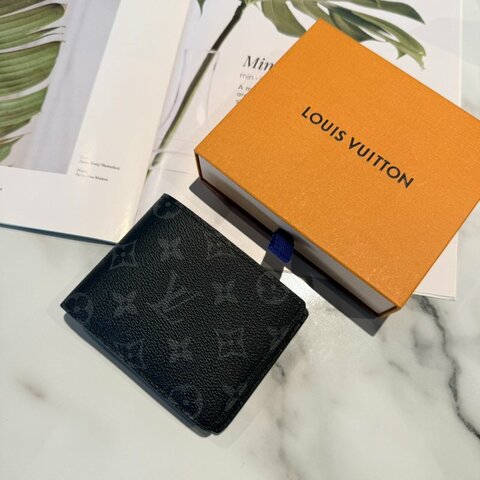 LV 黑灰老花短夾