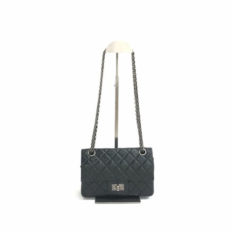 Chanel 黑銀 2.55 雙蓋 大mini 14開 肩背包