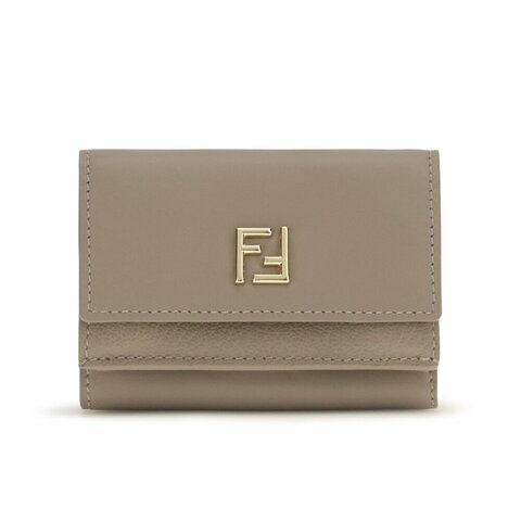 【FENDI 芬迪】FF Mini Trifold 迷你 小牛皮 三折 卡夾 短夾 皮夾 灰色 8M0584B08E_F0QD3