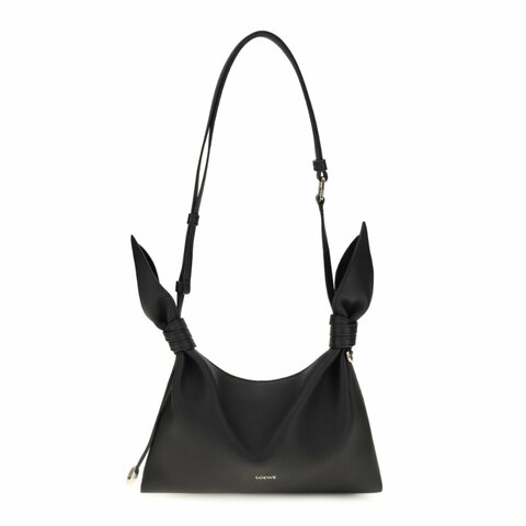 【LOEWE 羅威】Mini Cala 迷你 柔軟納帕小羊皮 手提 肩背包 斜背包 黑色 棉花白色