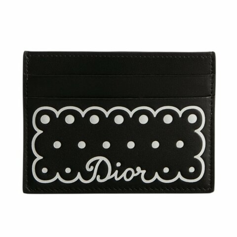 【Dior 迪奧】Freesia PolkaDior 小牛皮 皮夾 卡夾 黑色 白色 S2400PIZT_45I