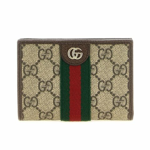 【GUCCI 古馳】Ophidia Small 小號 帆布 牛皮 皮夾 卡夾 短夾 米色 烏木色 838468