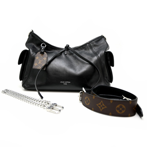 路易威登 Carryall Cargo Vibe PM 女士單肩包 M24861 羊皮黑色