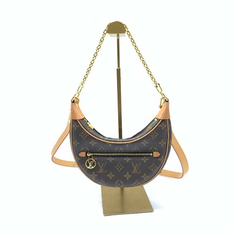 Louis Vuitton LV 棕色 老花 loop 月亮 肩背包