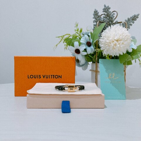 TK2155	路易威 手環 Louis Vuitton Padlock Bracelet S Size Military Green x GHW