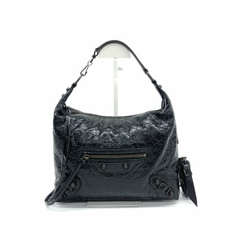 Balenciaga 黑 油蠟皮 hobo 肩背包