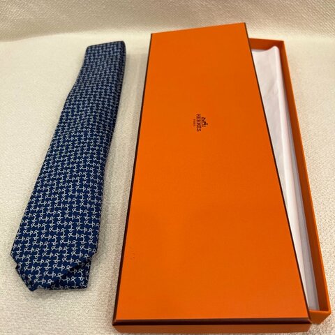 愛馬仕 Hermès 藍色領呔｜全新