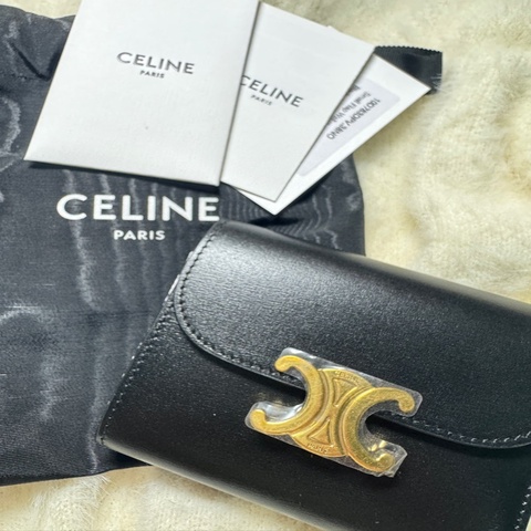 CELINE 全新凱旋門牛皮小號三折短夾