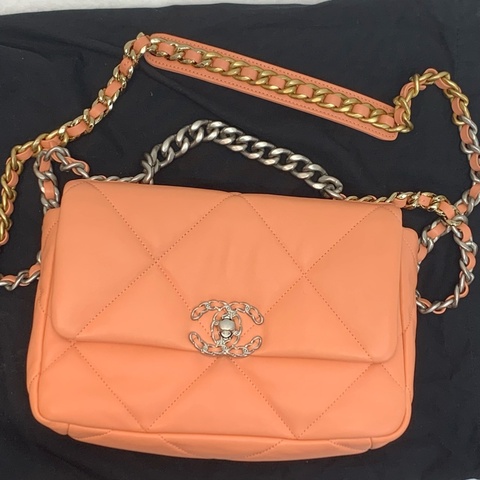 23C Chanel 19bag小號 珊瑚粉色🧡