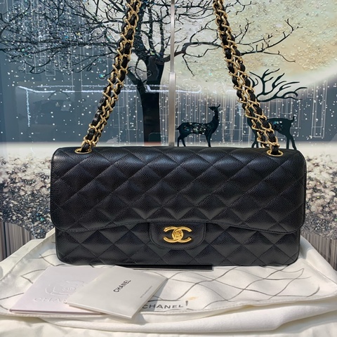 Chanel cf double flap jumbo caviar Black ghw