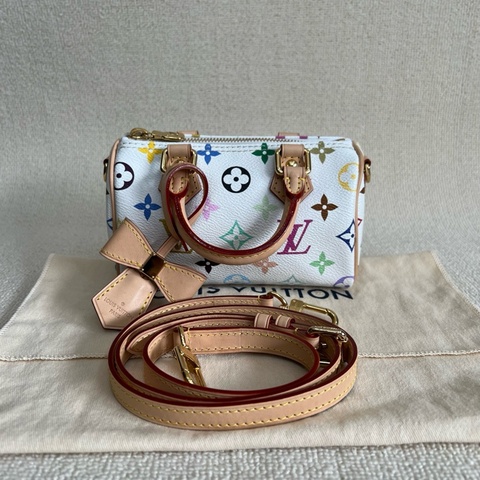 Louis Vuitton 路易威登 LV Speedy sp nano村上隆聯名 白三彩