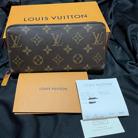LOUIS VUITTON 原花拉鍊長夾LV#台灣購證