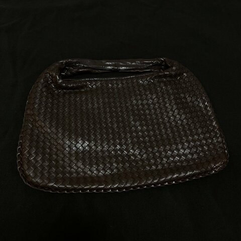 Bottega Veneta 深咖啡色皮革編織手提包